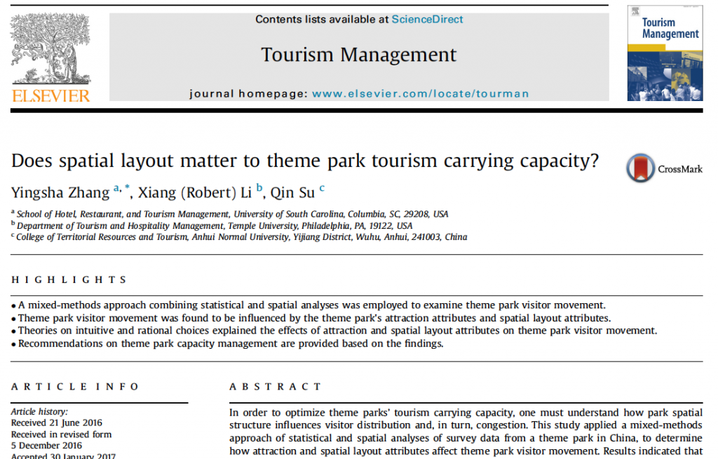 Does spatial layout matter to theme park tourism carrying capacity